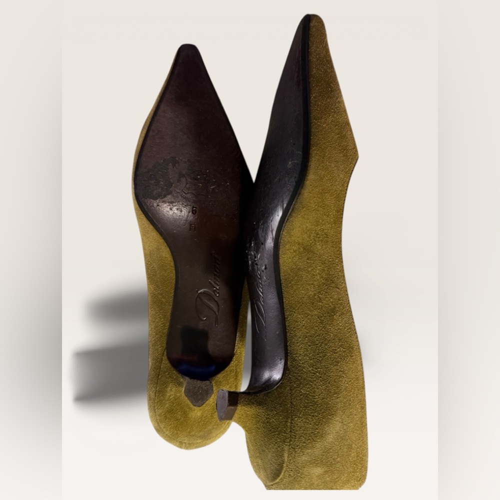 Delman Vintage Women’s Olive Green Suede Kitten Heels - Picture 4 of 10